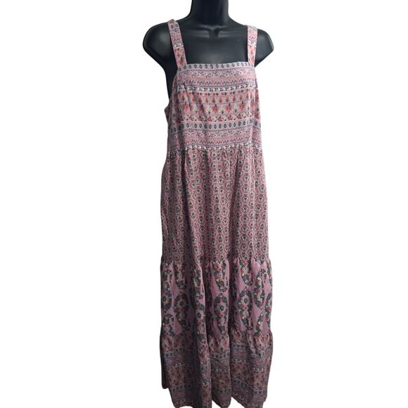 Knox Rose Dress Large Floral Bohemian Maxi Sleeveless Mix Print Festival Tiered - Picture 2 of 12